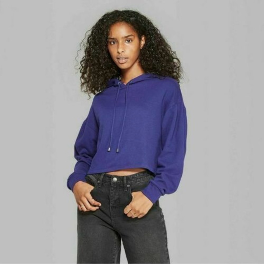 NWT Wild Fable Blue Long Sleeve Cropped Hoodie
